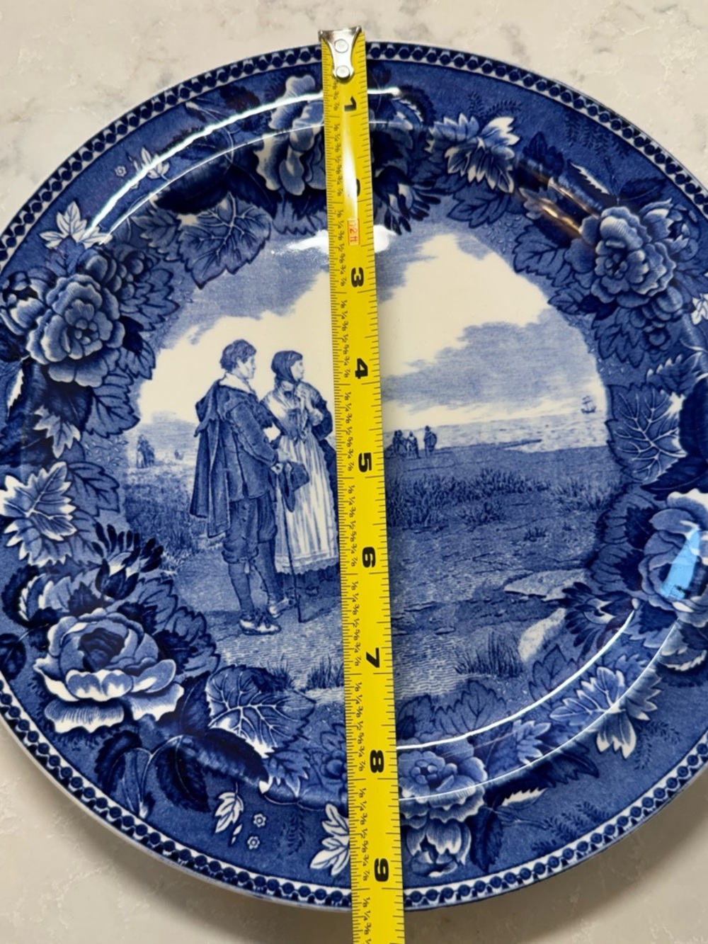 Wedgwood Blue and White Transferware Plate with Romantic Pastoral Scene - Picture 3 of 4
